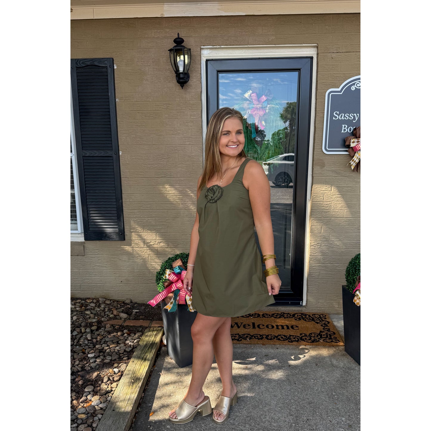 Olive Mini Dress, Green