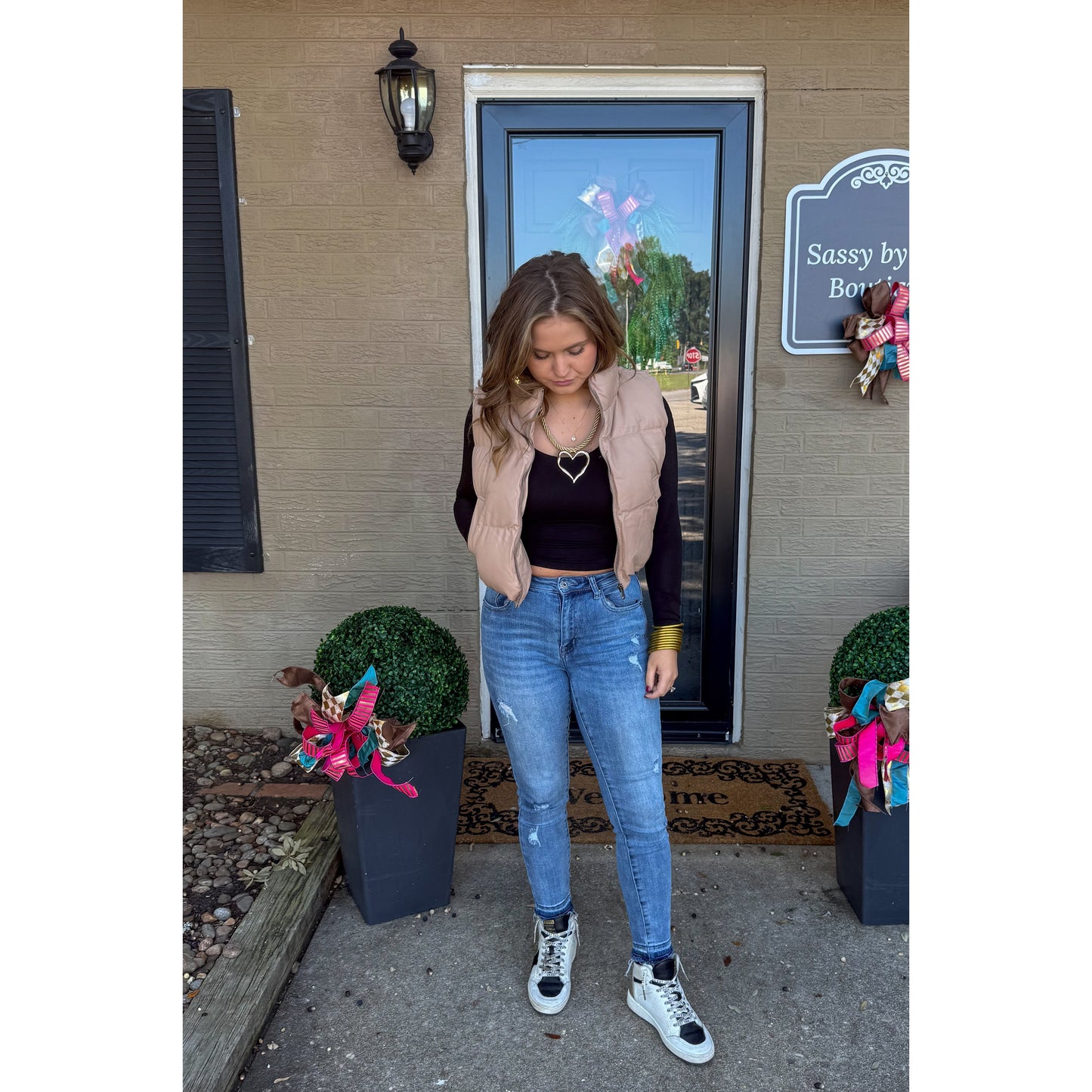 Raelyn Faux Leather Puffer, Mocha