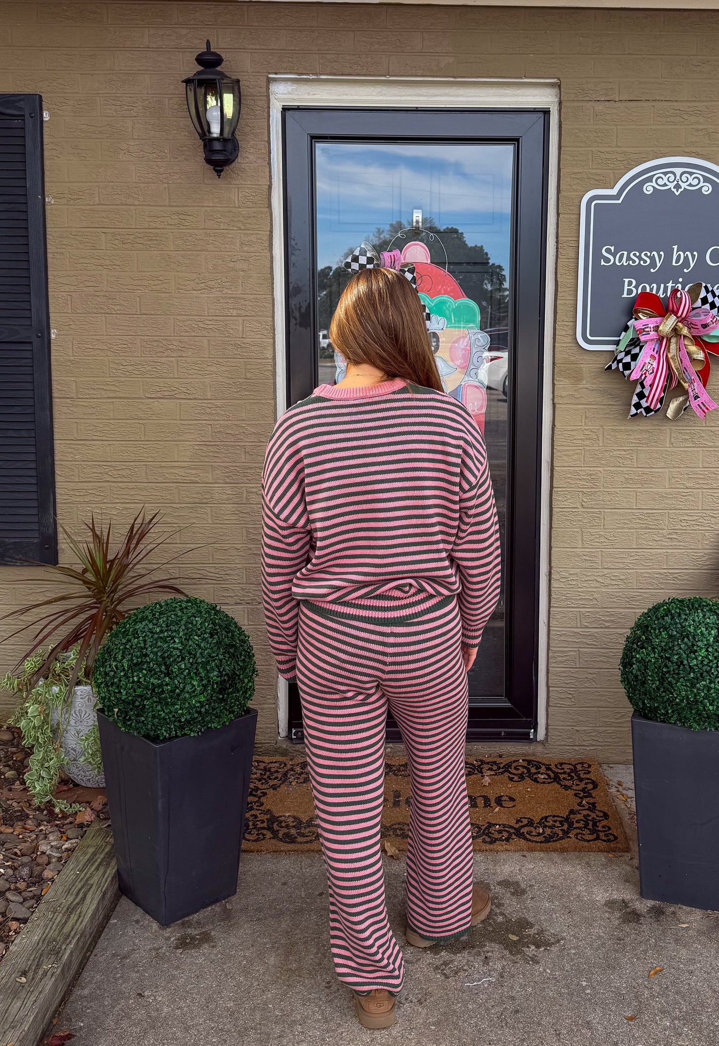 Pink/Green Stripe Lounge Set