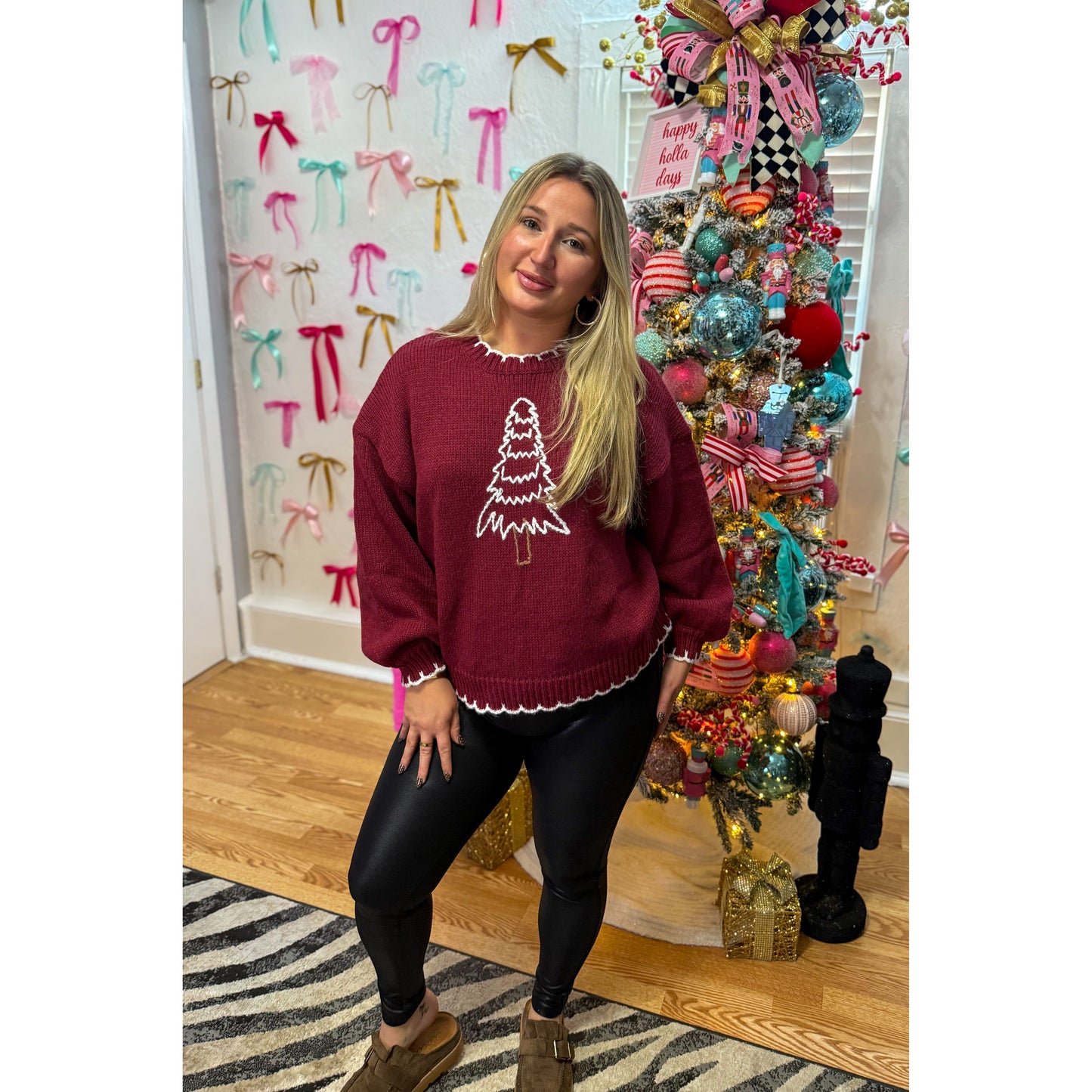 Tree Sweater, Burgundy