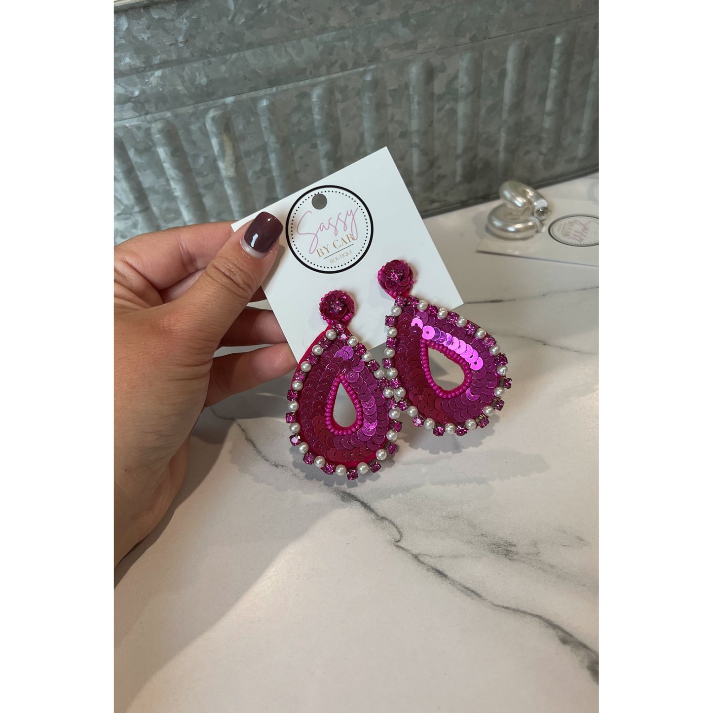 Pink Sequin Earrings