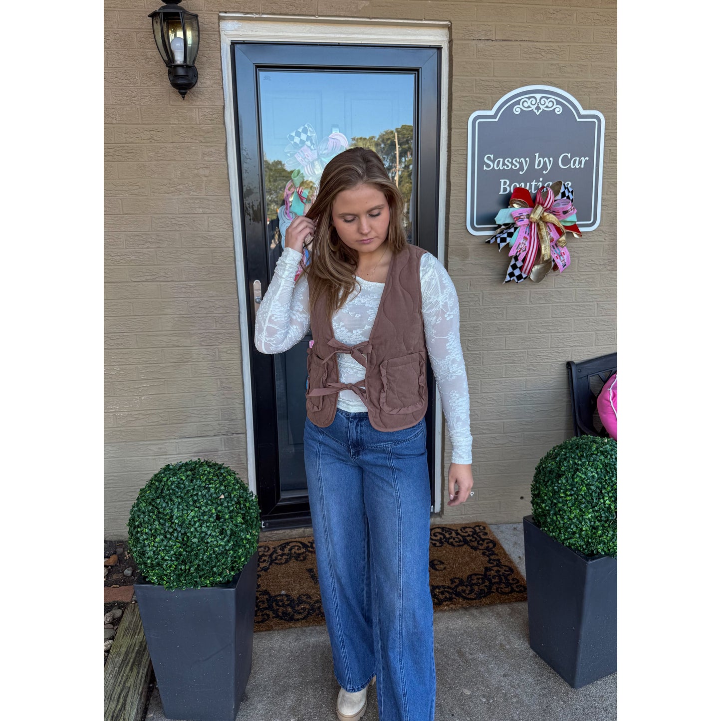 Reign Quilted Vest, Espresso Brown