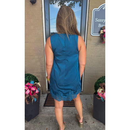Annie Trim Lace Mini Dress, Peacock