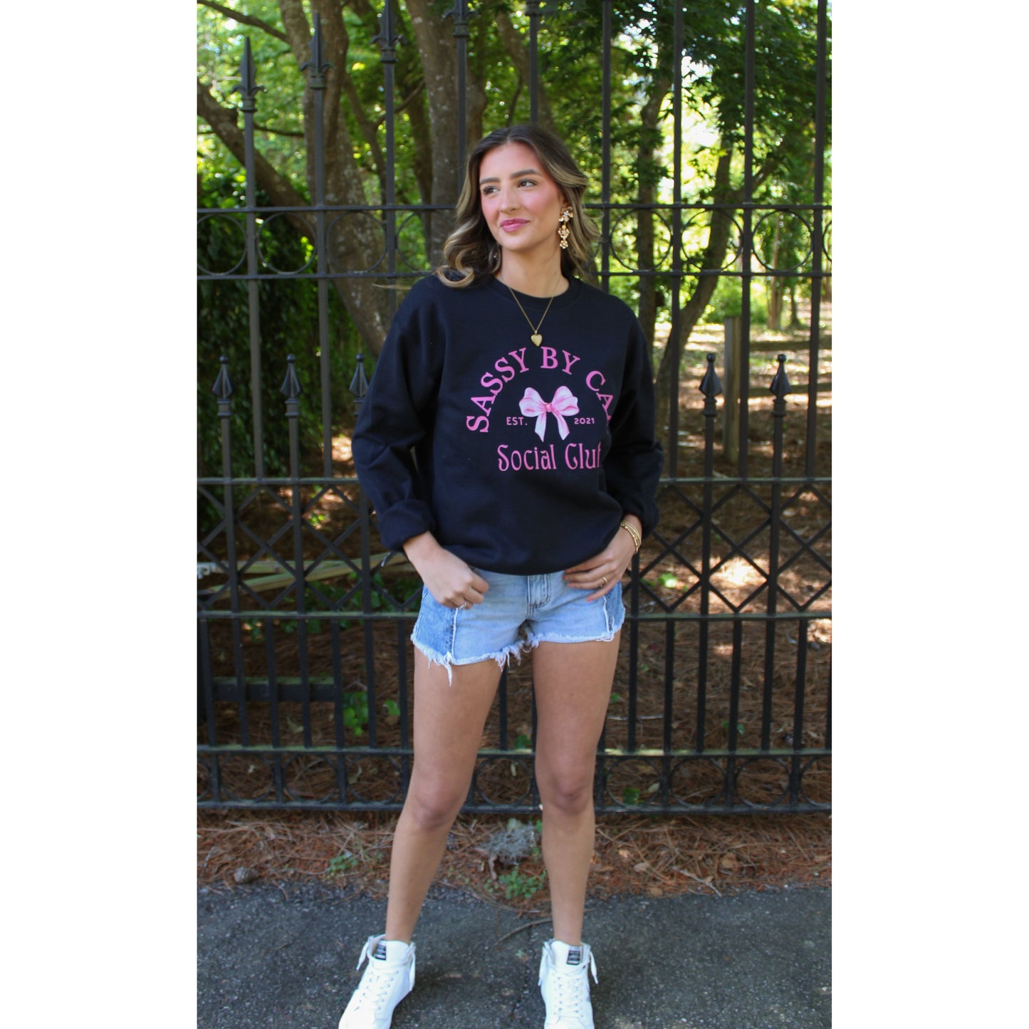 Social Club Sweatshirt, Black/Pink