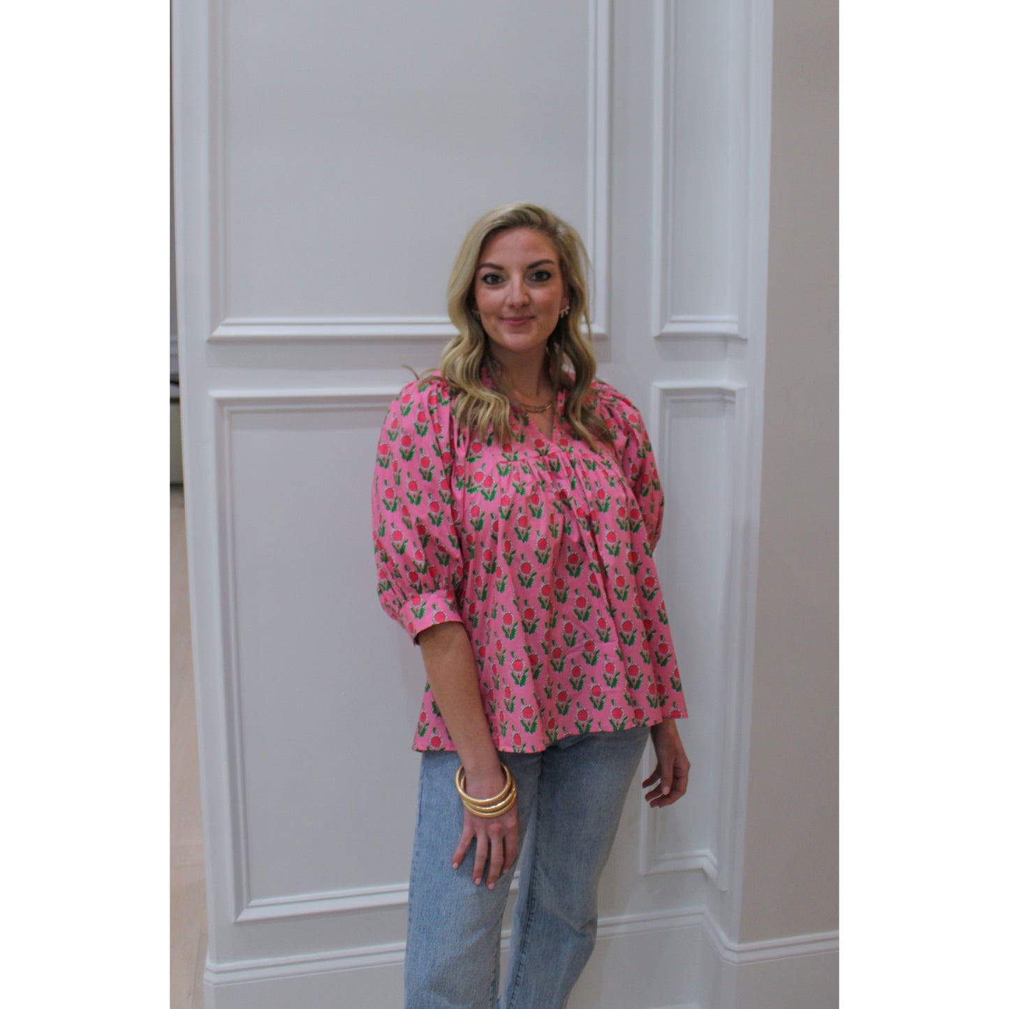 Greer Pattern Blouse, Pink Multi