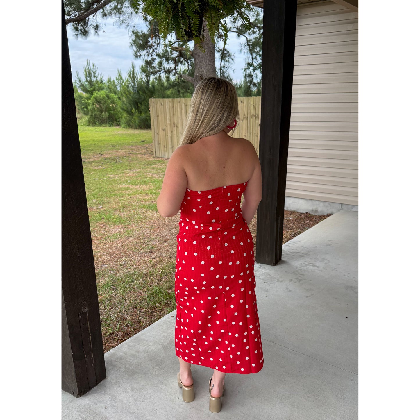 Polka Dot Detail Midi Dress