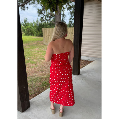 Polka Dot Detail Midi Dress