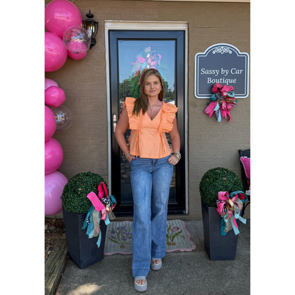 Ruffle Detail Top, Apricot