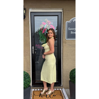 Hallie Halter Dress, Butter Yellow