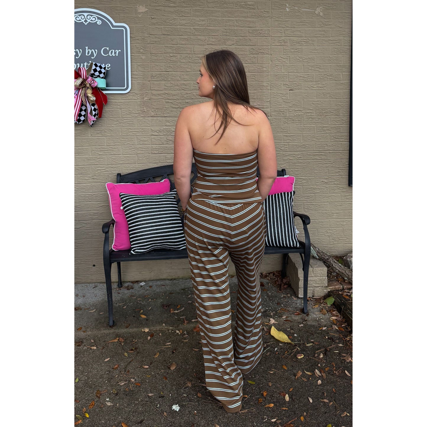 Parker Stripe Lounge Set, Brown/Blue