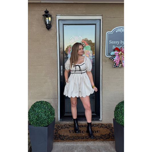 Sydney Denim Romper, Cream/Black