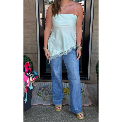 Detail Lace Asymmetrical Top, Mint
