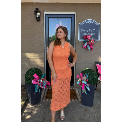 Dahlia Knit Midi Dress, Orange