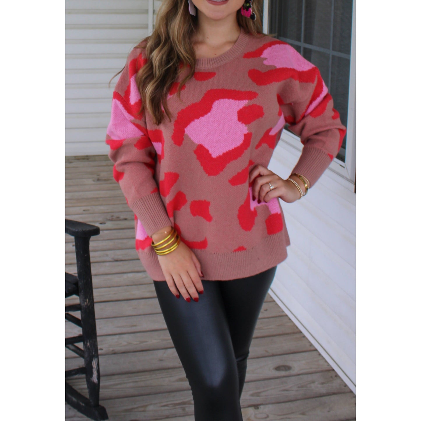 Rylie Cheetah Sweater, Mocha Multi