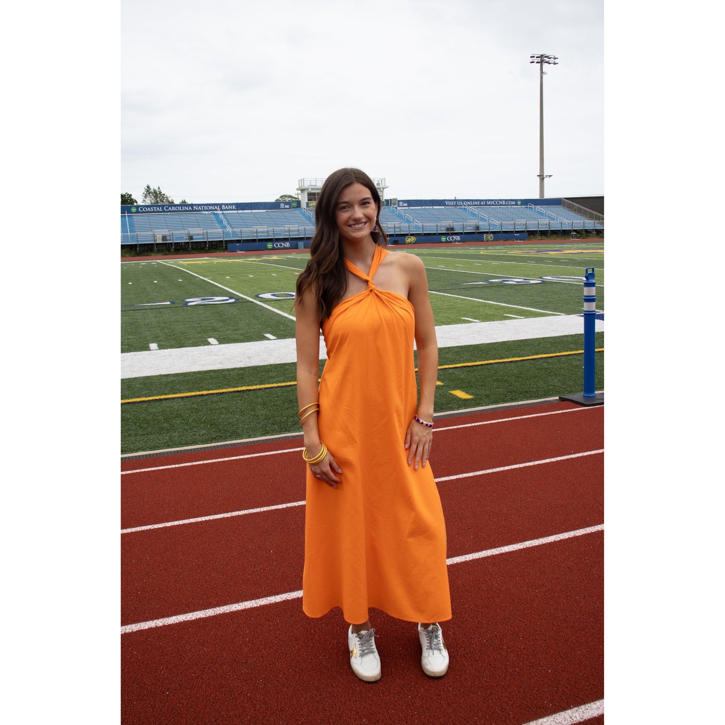 Brynn Halter Midi Dress, Orange