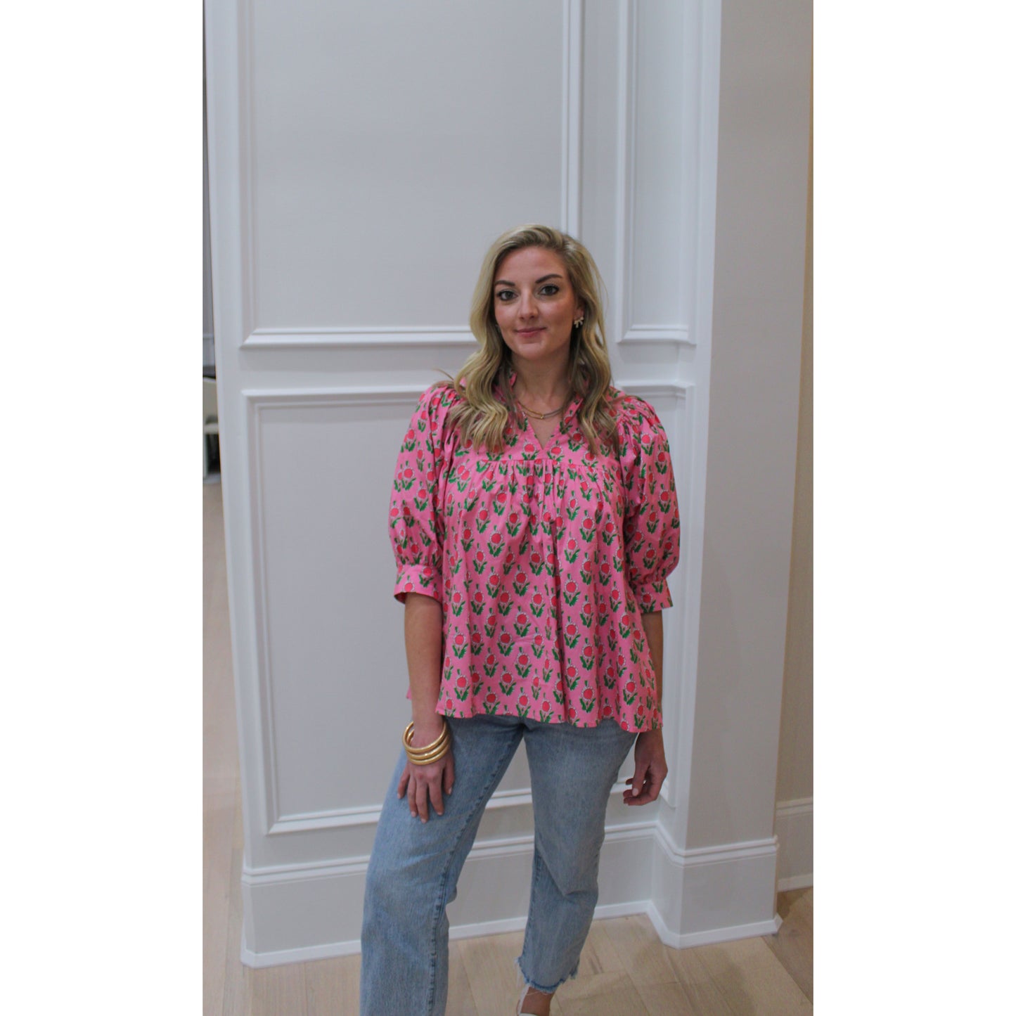 Greer Pattern Blouse, Pink Multi