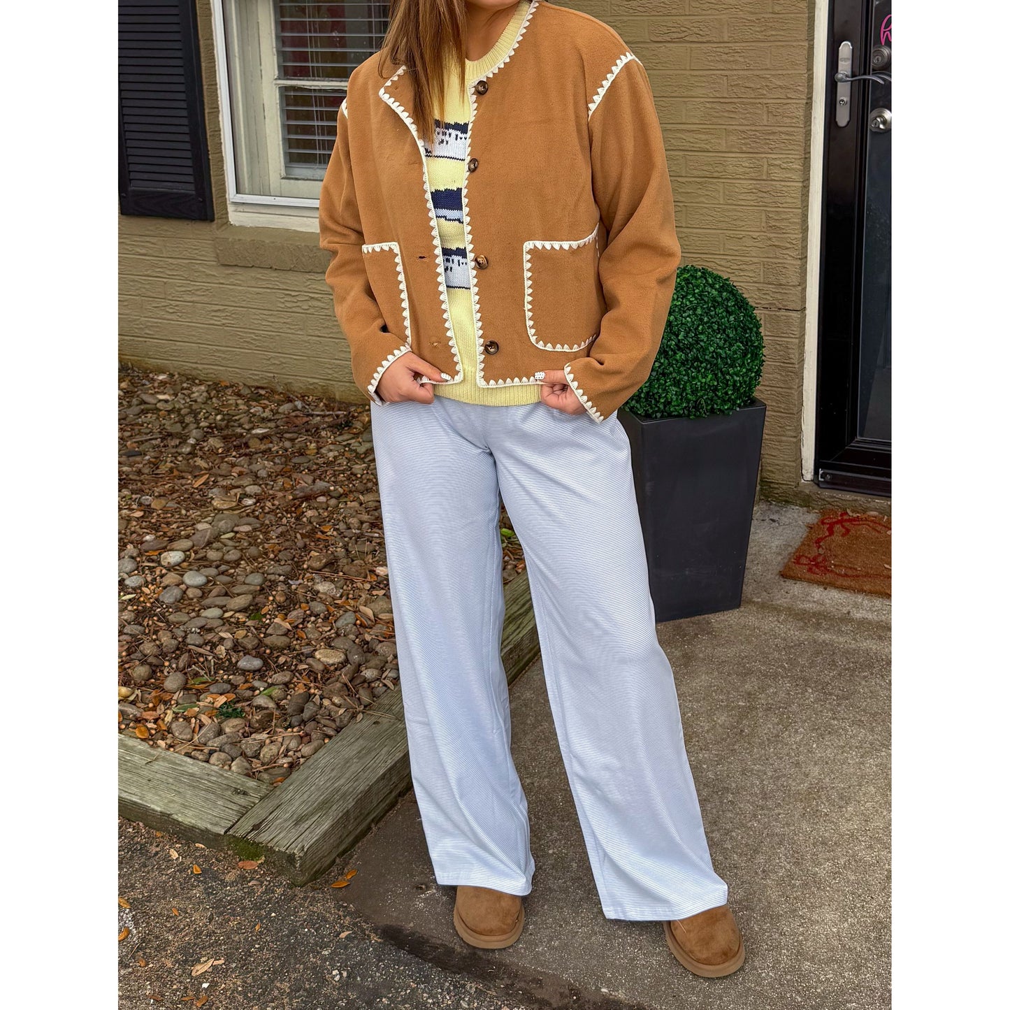 Jackie Detail Jacket, Camel/Cream