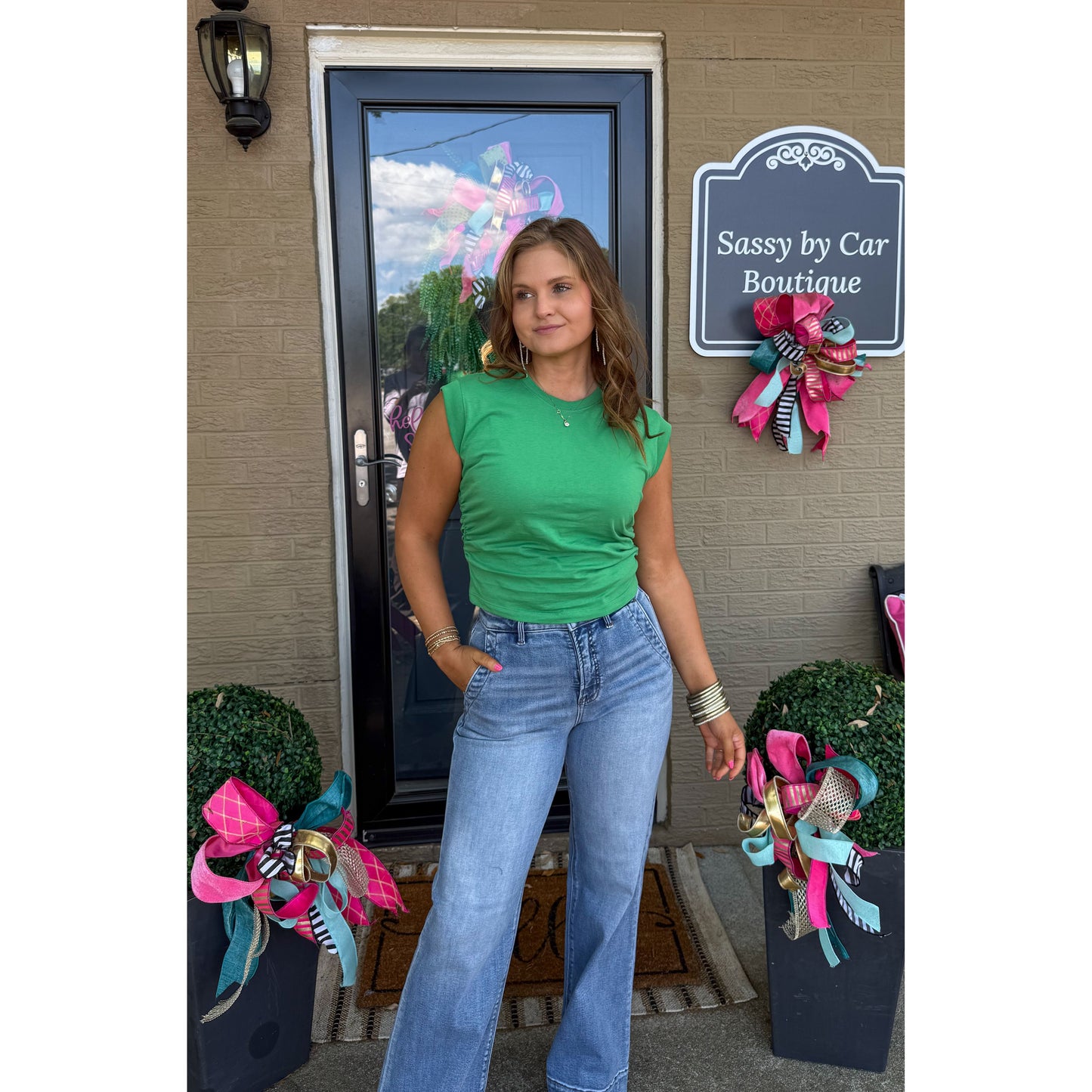 Apple Green Detail Top