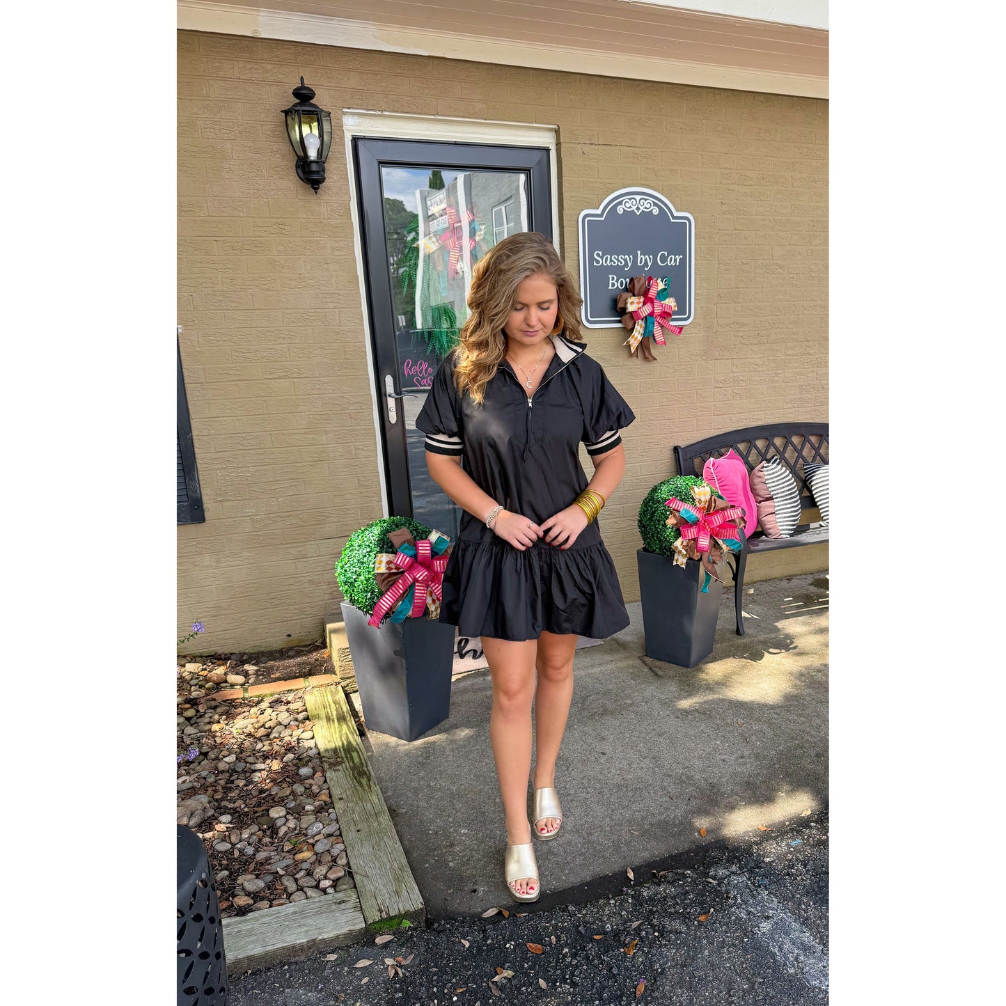 Kenny Mini Dress, Black/Taupe