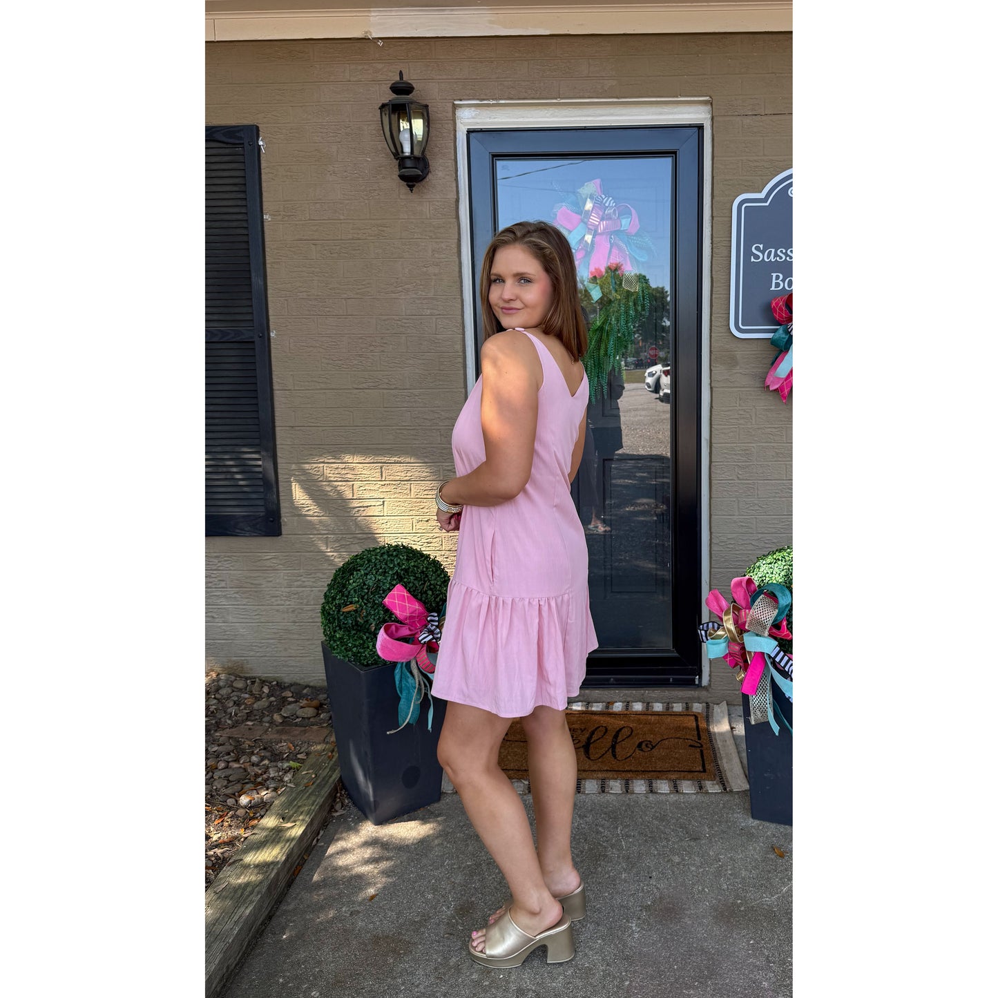 Maya Ruffle Mini Dress, Soft Pink