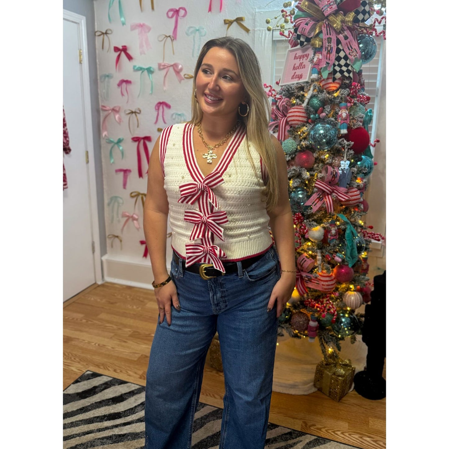 Pearl/Bow Sweater Vest