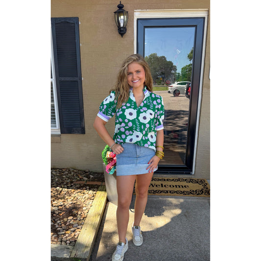 Claire Blouse, Green Multi