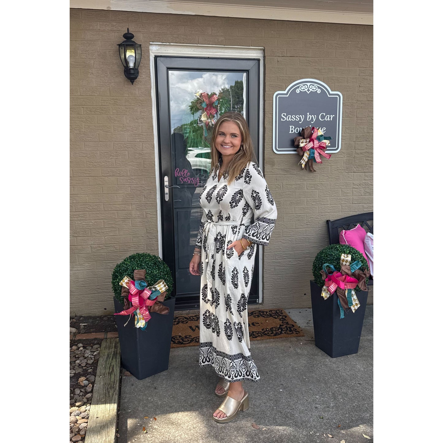 Poppy Maxi Dress, Black/White