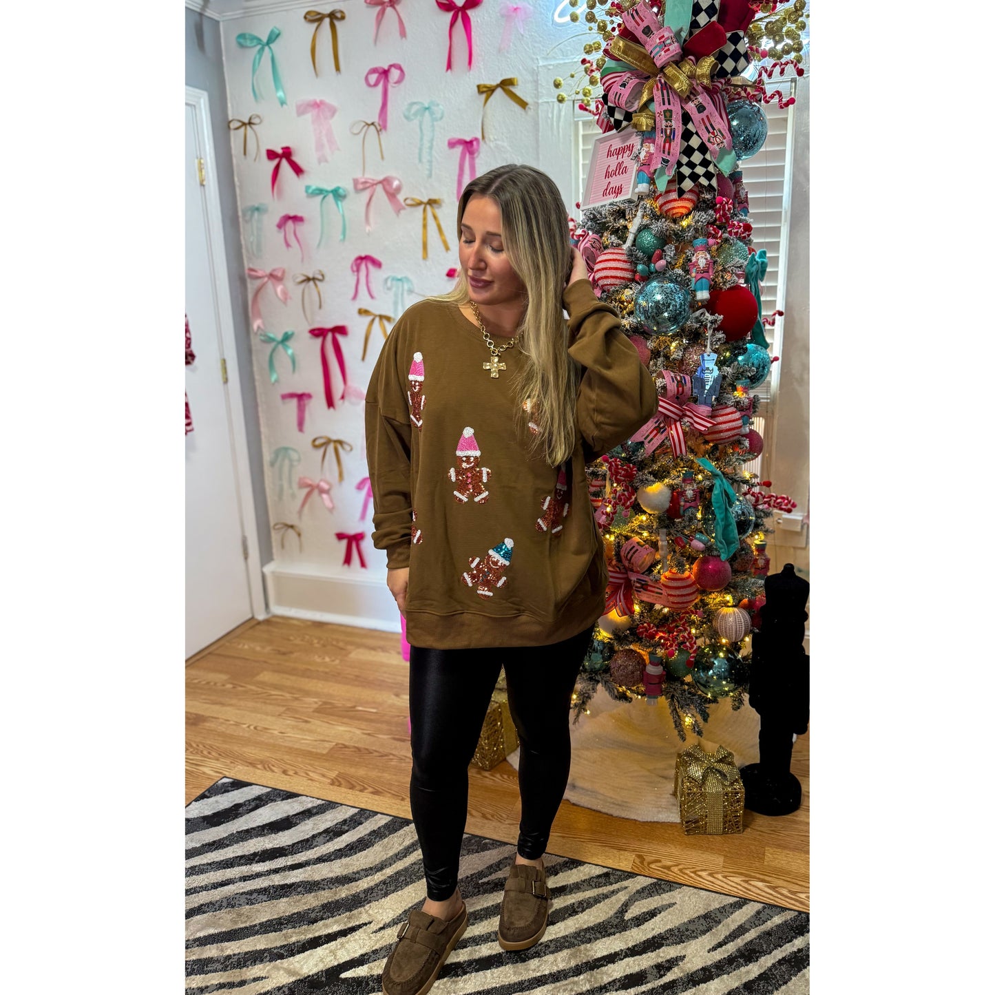 Sequin Gingerbread Top