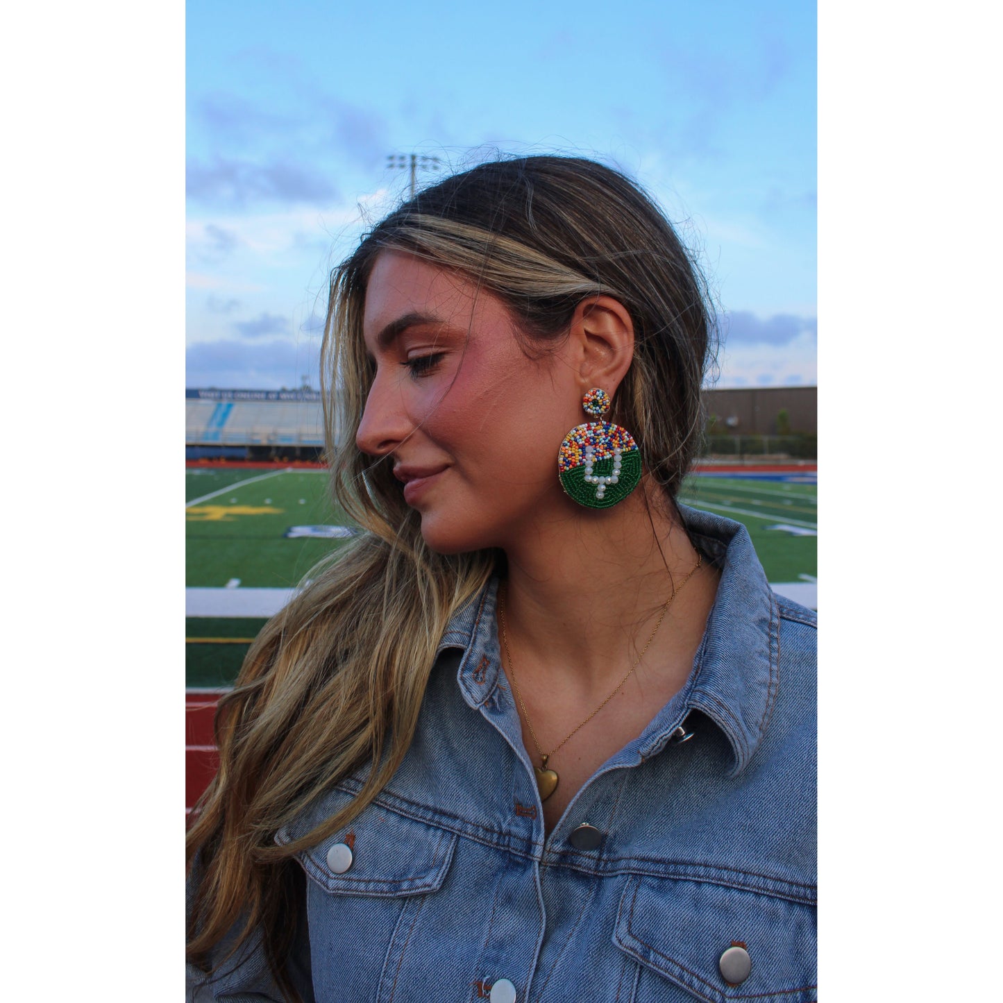 Field Goal Beaded Earrings, Multi-Color