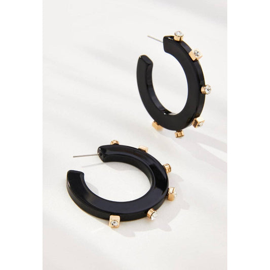 City Girl Jewel Hoop - Black Crystal