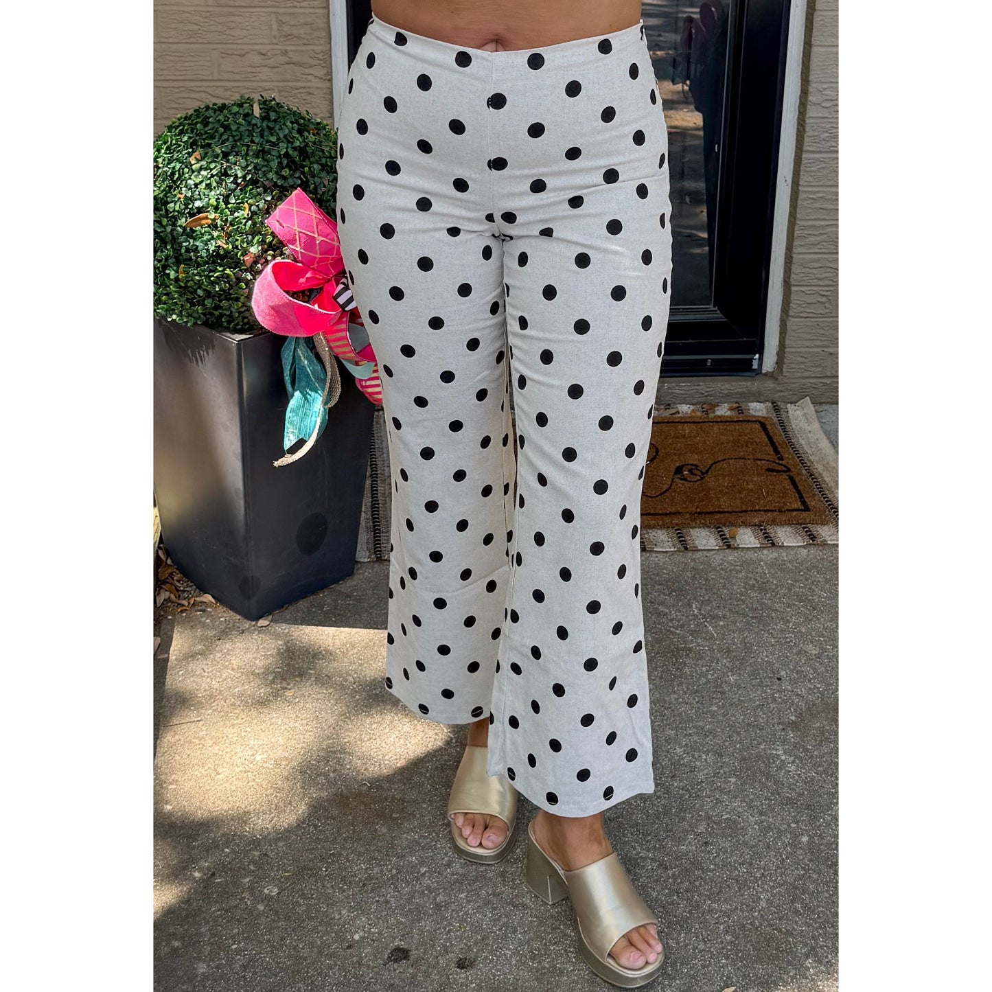 Alex Polka Dot Pants, Cream/Black
