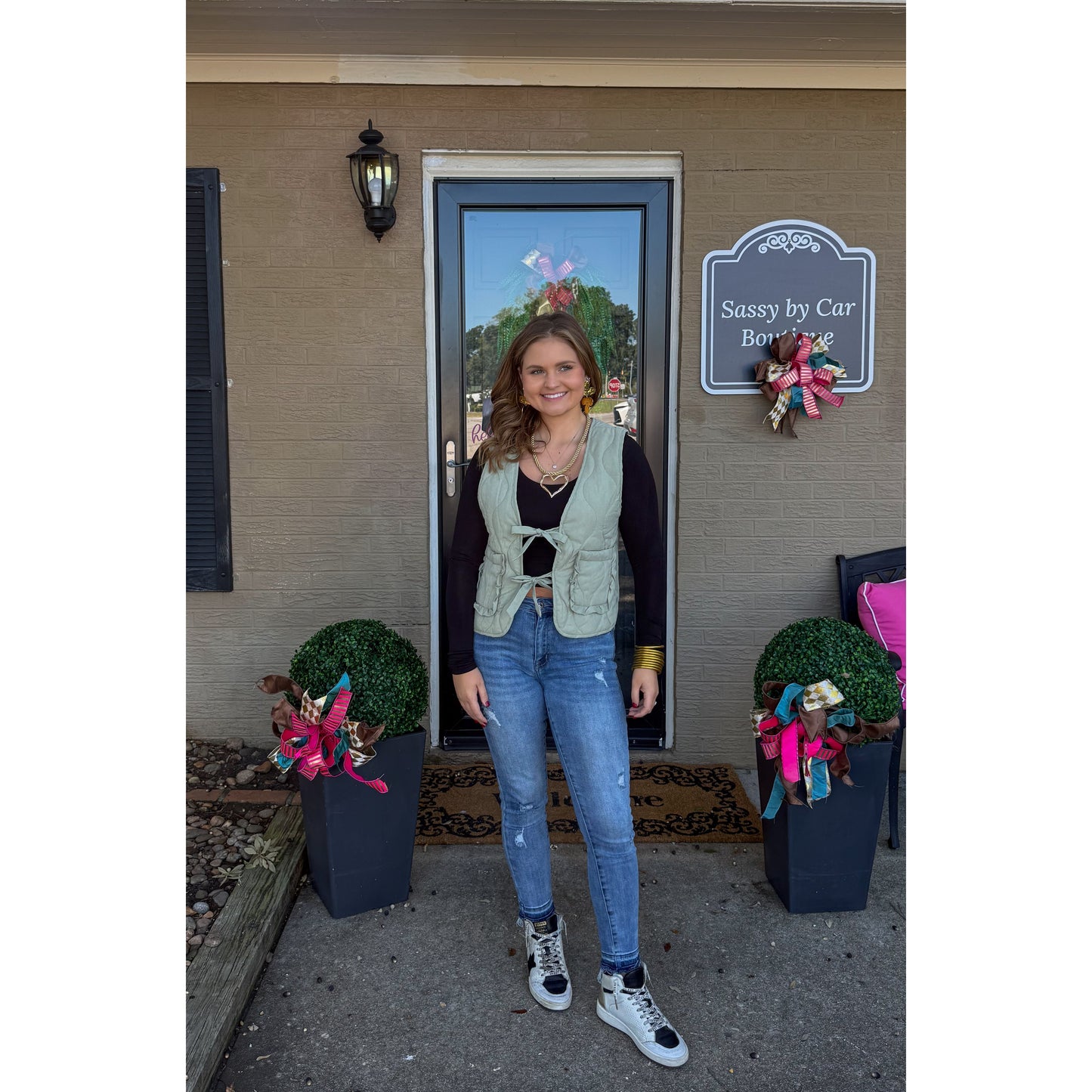 Reign Quilted Vest, Sage Green