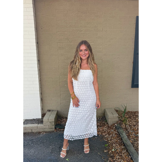 Soph Flower Midi Dress, White