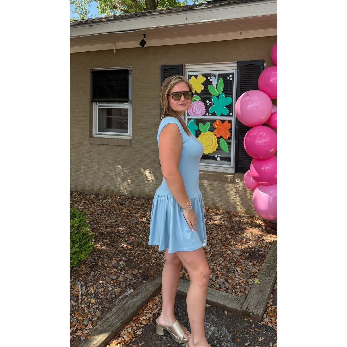 Merritt Mini Dress, Slate Blue