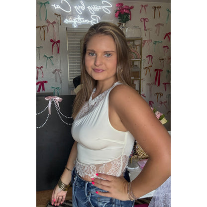Lace Detail Top, Cream