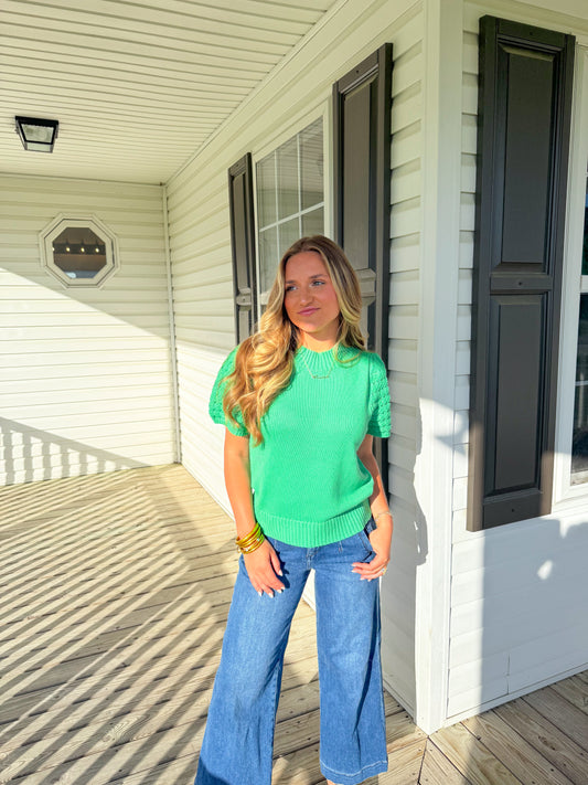 Amy Knit Top, Apple Green