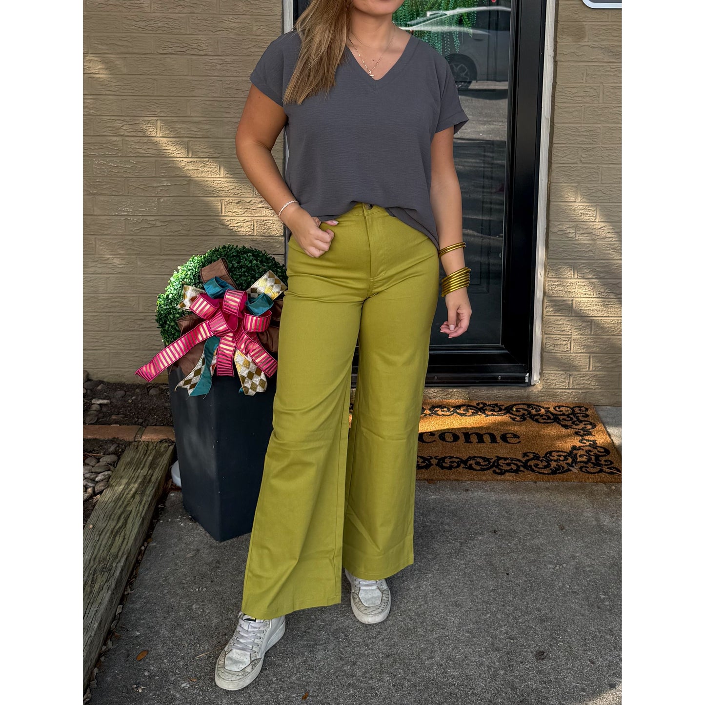 Stevie V-Neck Top, Grey