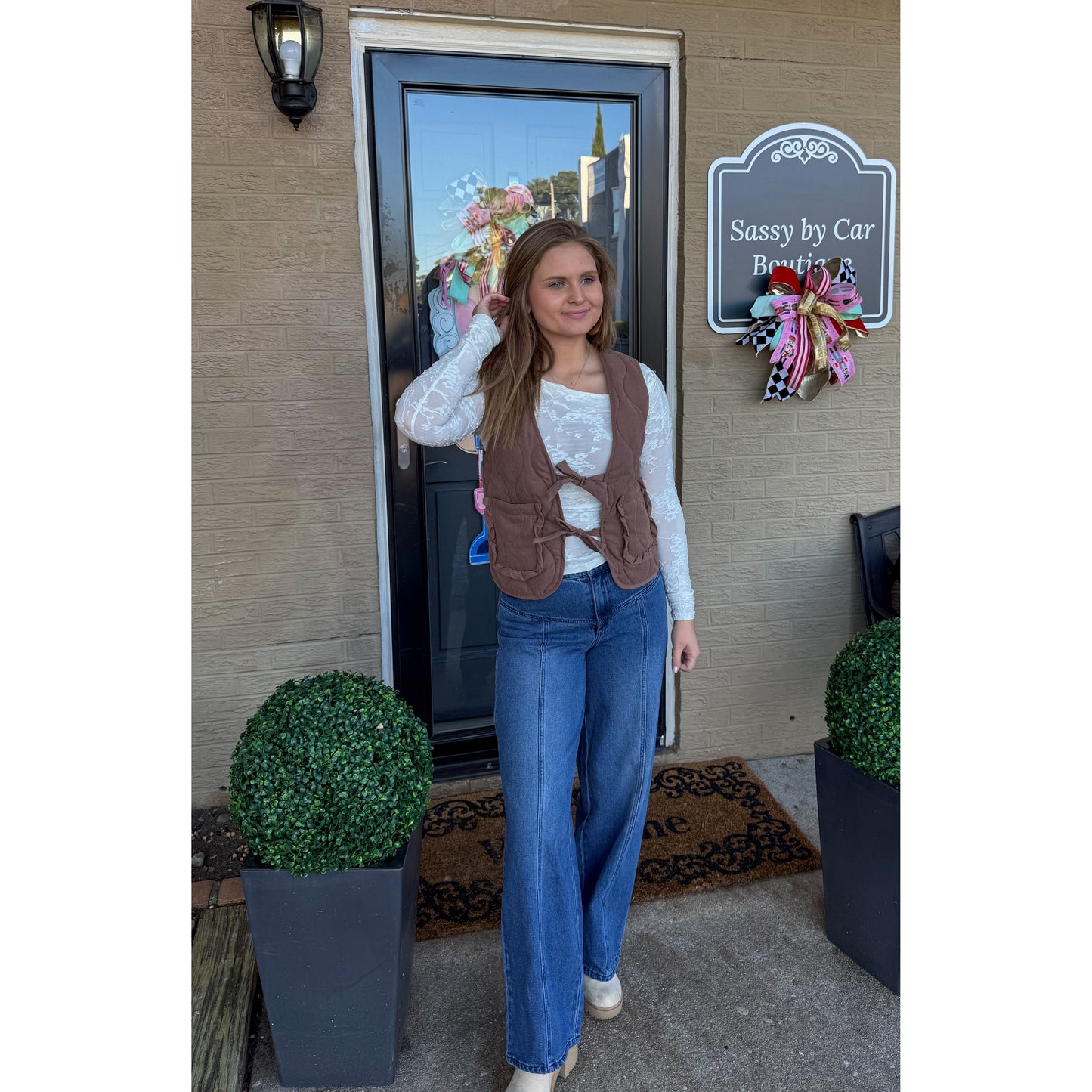 Reign Quilted Vest, Espresso Brown