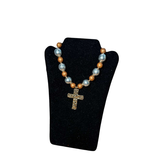 Multi Beaded Cross Necklace