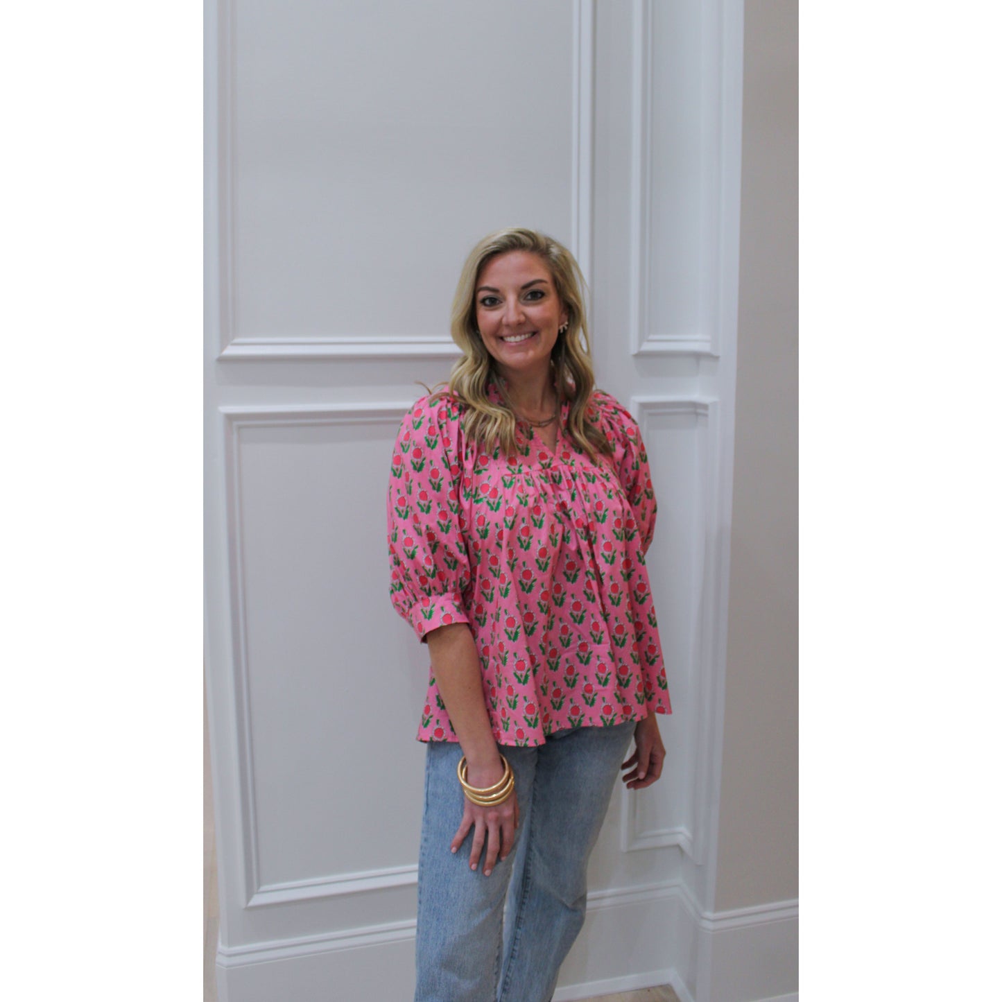 Greer Pattern Blouse, Pink Multi