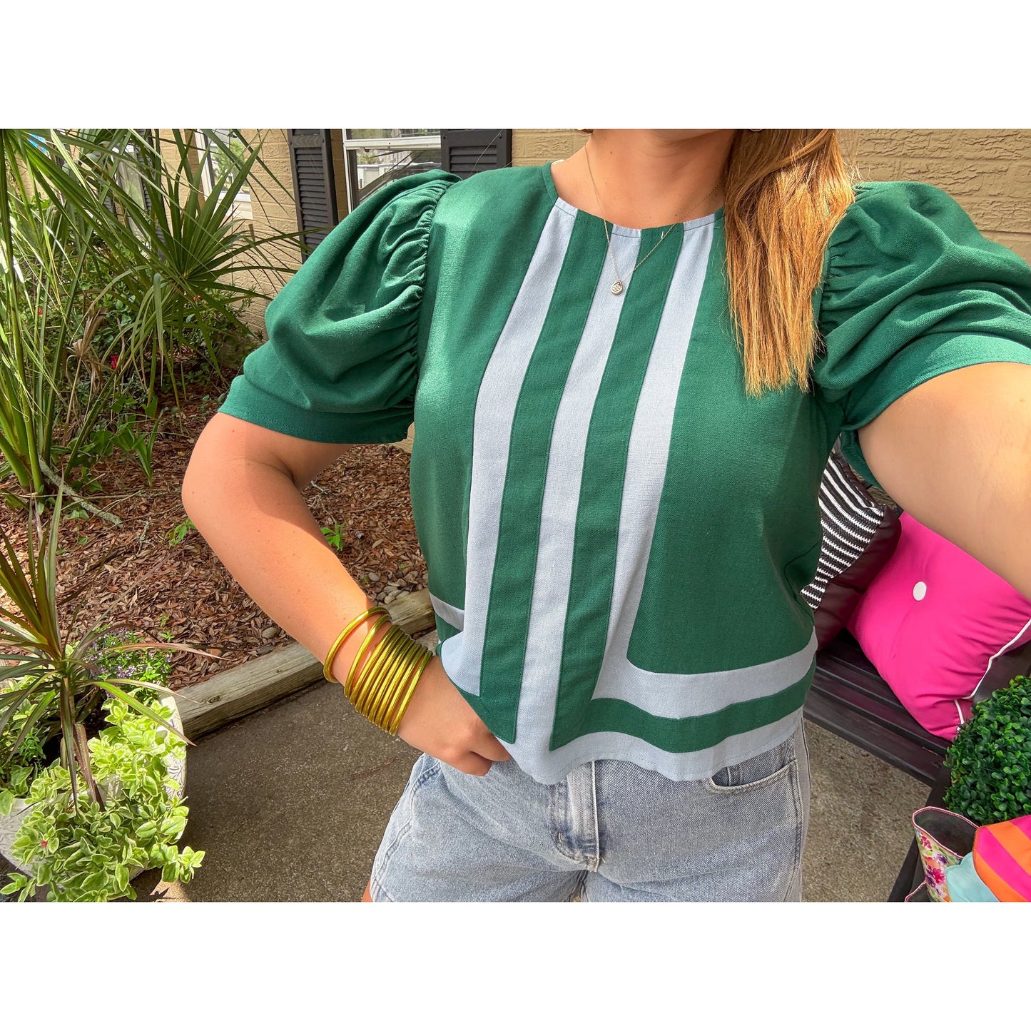 Lilly Blouse, Green/Blue
