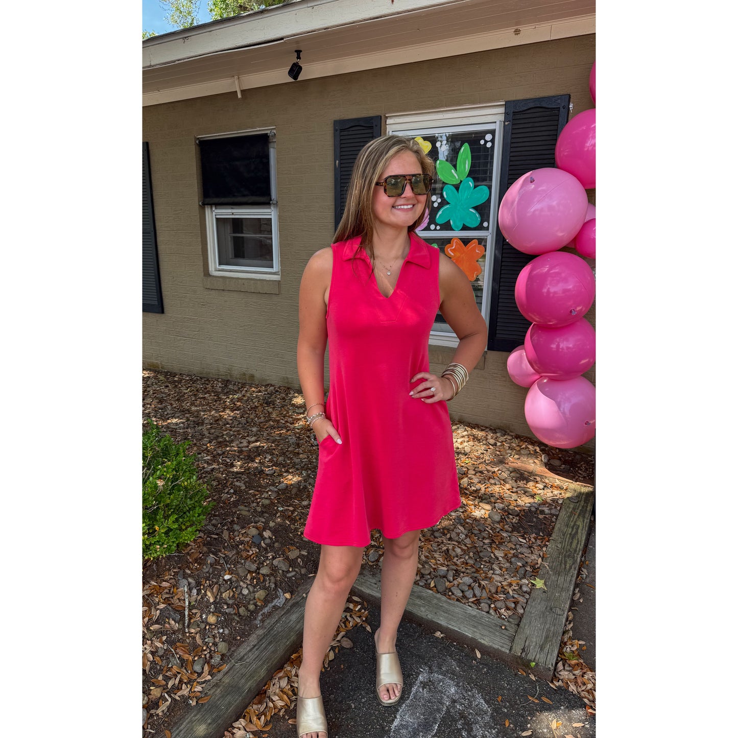 Darcy Mini Dress, Coral