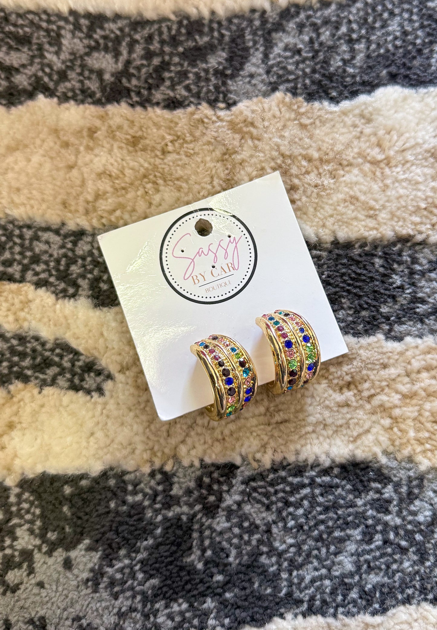 Multi Color Jewel Hoops