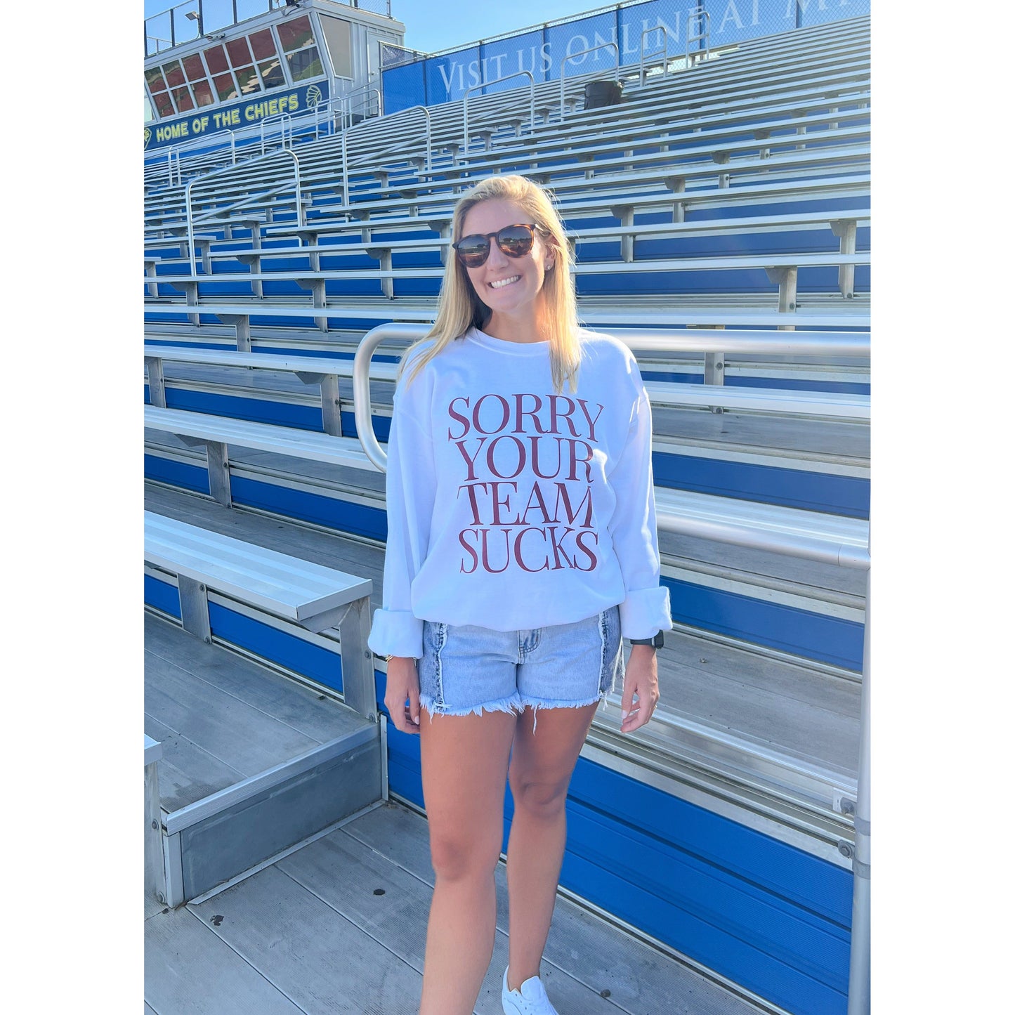 Sorry Your Team Sweatshirt, White/Red