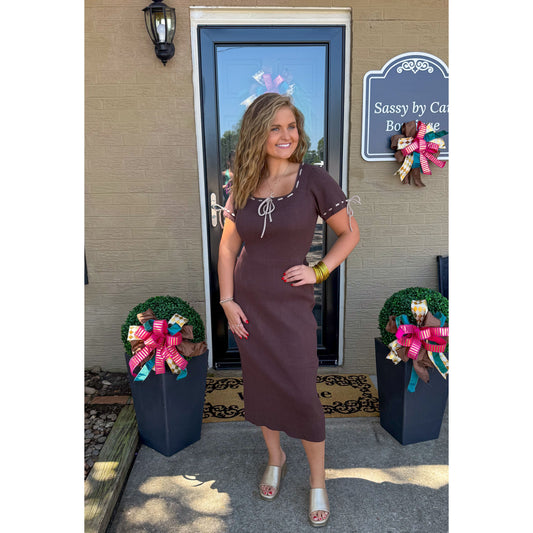 Savannah Midi Dress, Chocolate Brown