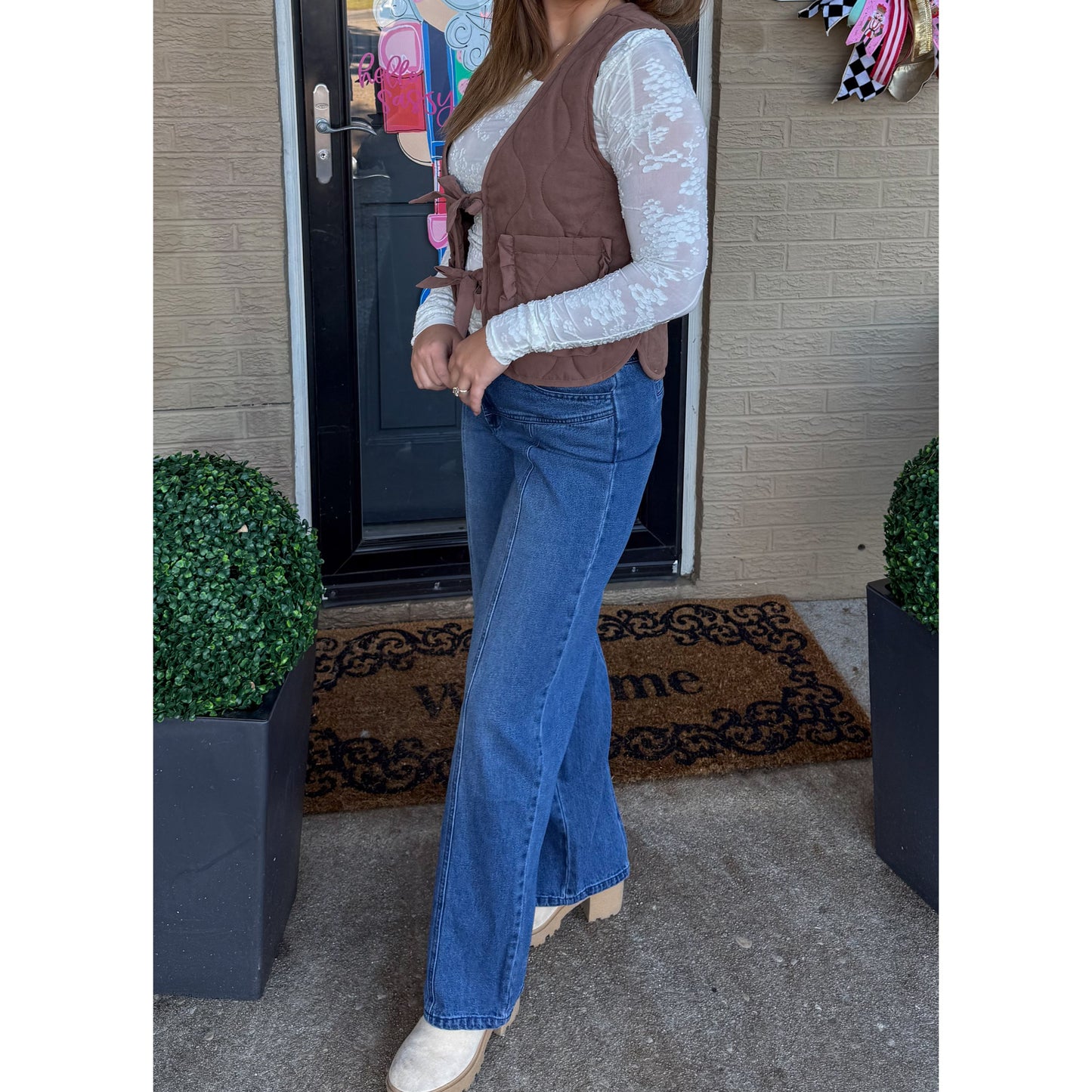 Reign Quilted Vest, Espresso Brown