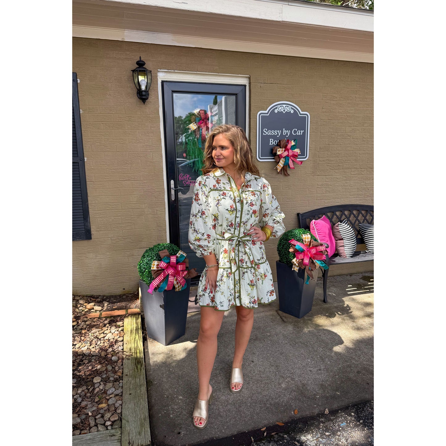 Ainsley Floral Mini Dress, Ivory Multi