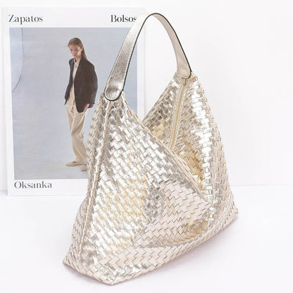 Metallic Braided Tote Bag