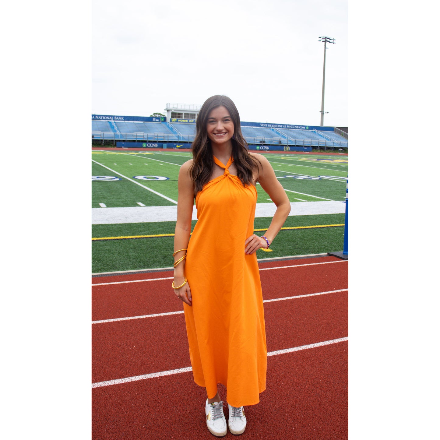 Brynn Halter Midi Dress, Orange