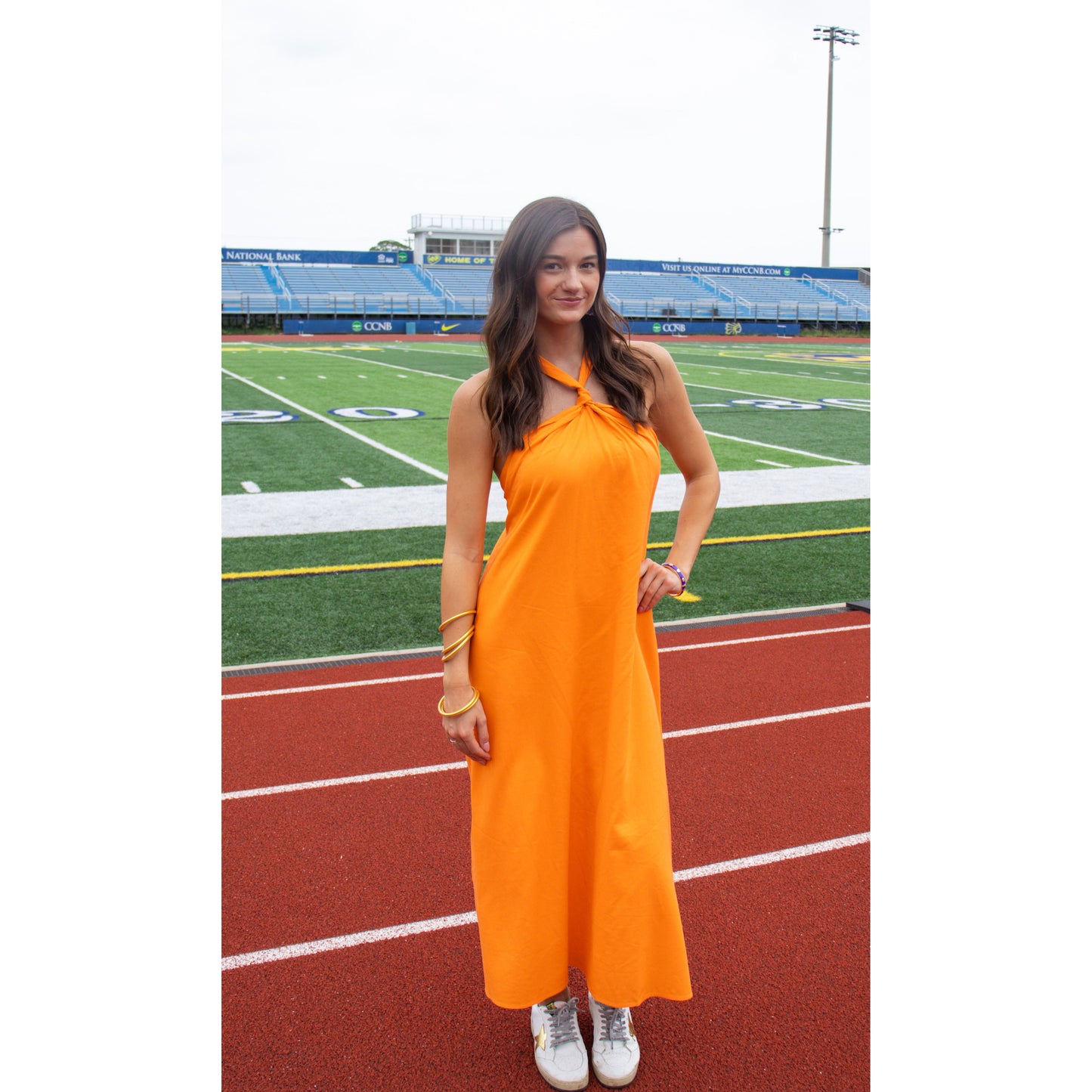 Brynn Halter Midi Dress, Orange